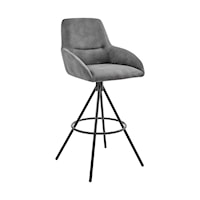 Contemporary Swivel Bar Stool with Metal Base