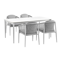 Contemporary 5-Piece Outdoor Dining Set with Woven Arms
