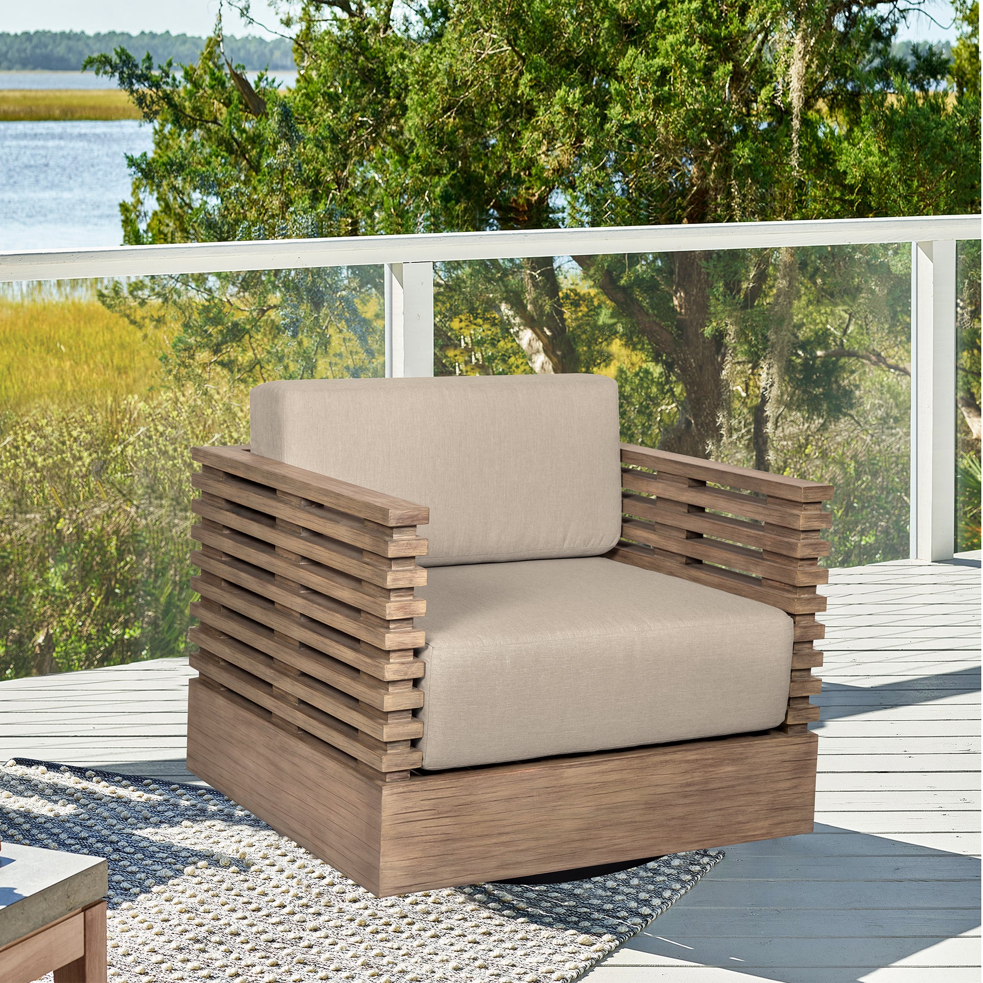 Armen Living Vivid Outdoor Swivel Chair