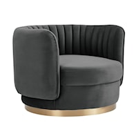 Contemporary Velvet Swivel Accent Chair with Gold Base