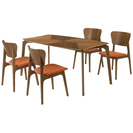 5-pc. Wood Dining Set w/Upholstered Chairs