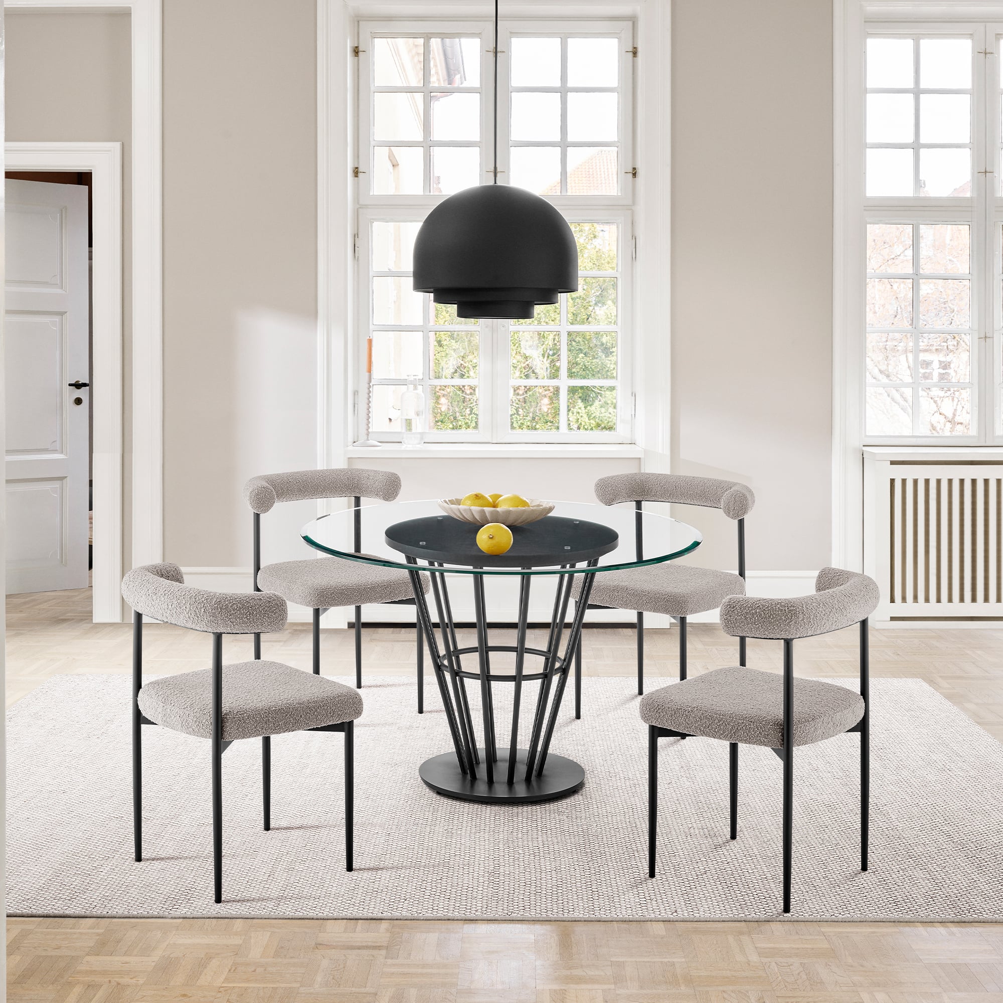 Armen Living Veronica / Shannon 5-Piece Round Dining Table Set