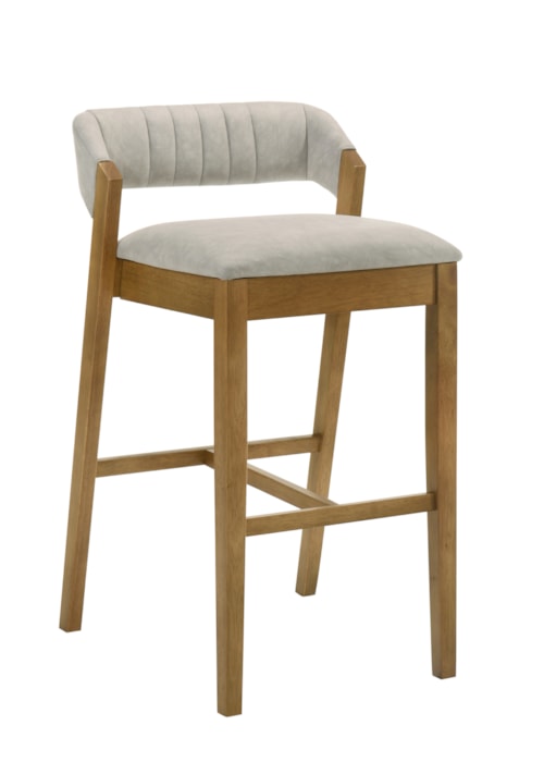 Contemporary Low-Back Upholstered Counter Stool with Channel Tufting