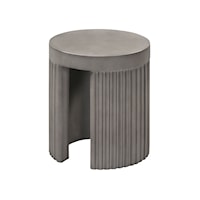 Wave Round Indoor or Outdoor Accent Stool End Table in Grey Concrete