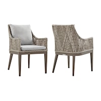 Set of 2 Contemporary Outdoor Dining Chairs with Cushions