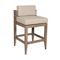 Contemporary Brown Outdoor Counter Stool with Wood Frame