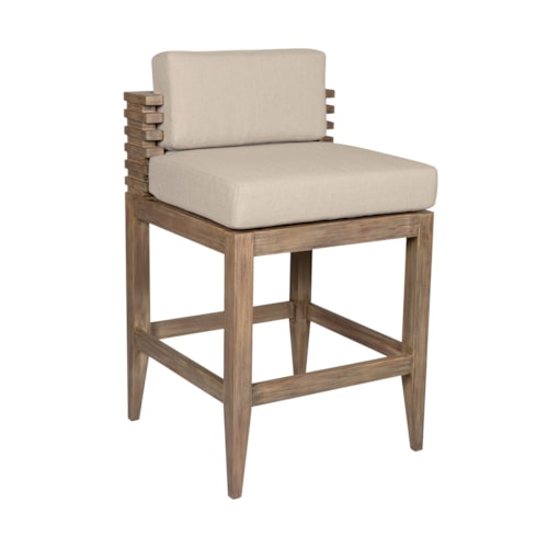 Contemporary Brown Outdoor Barstool with Wood Frame