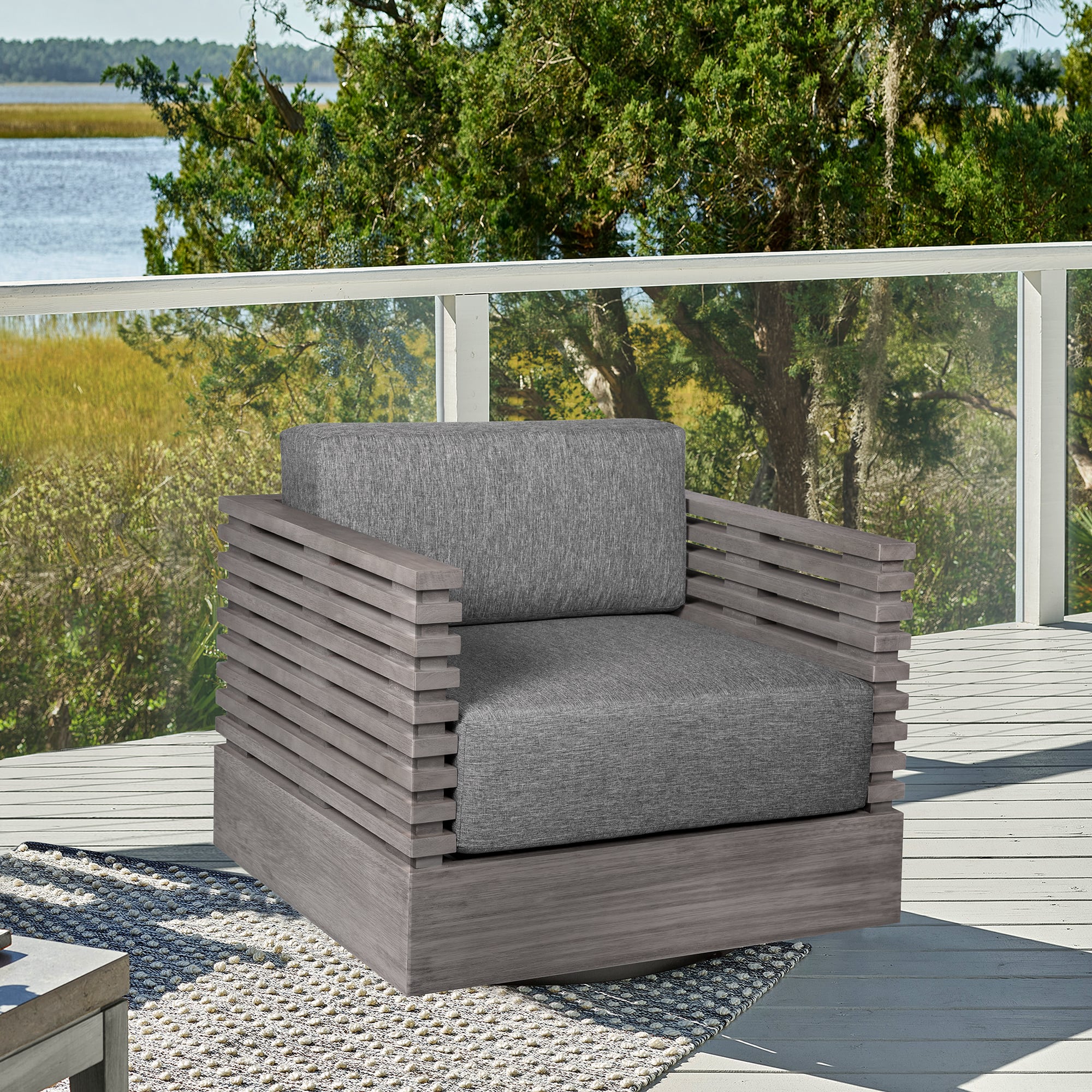 Armen Living Vivid Outdoor Swivel Chair