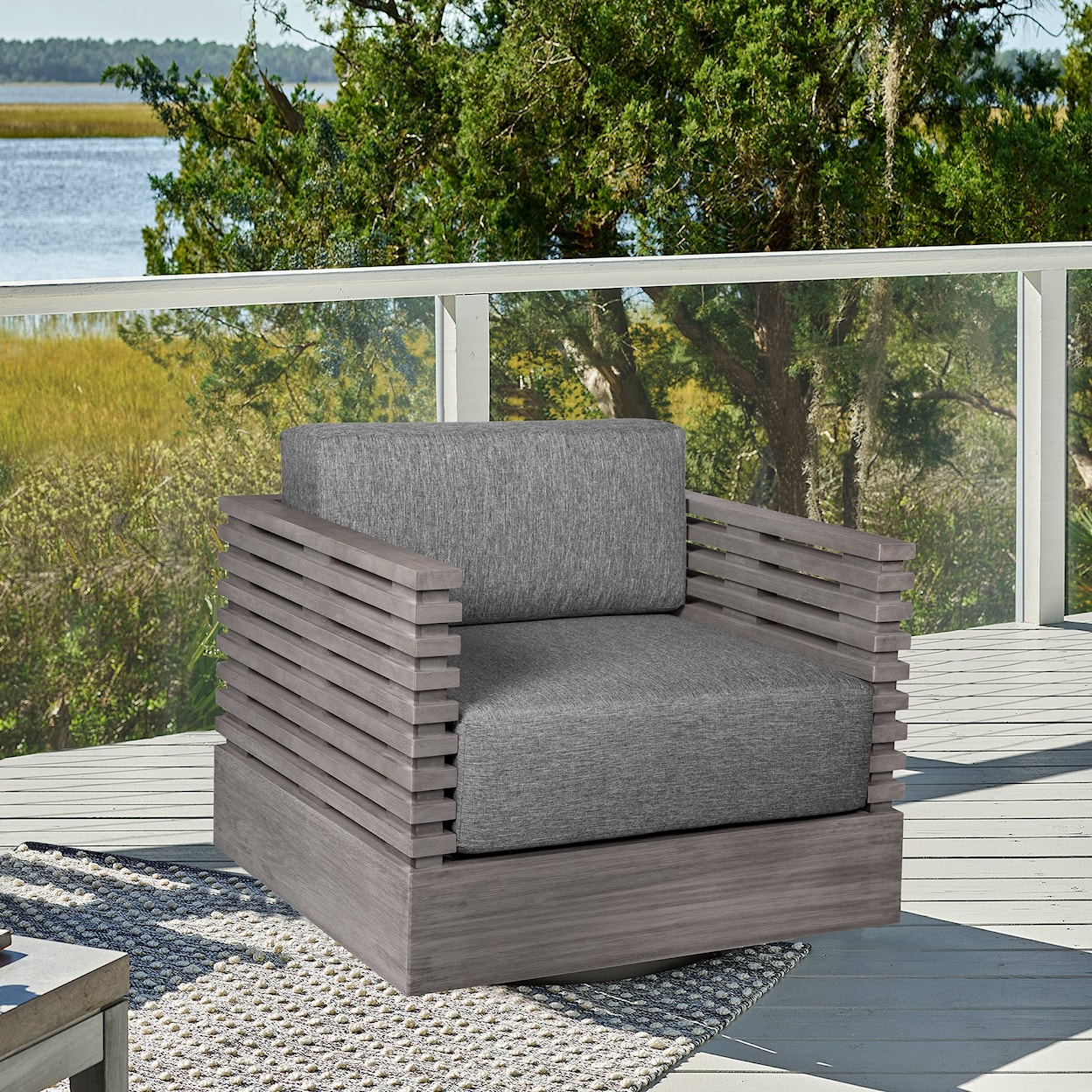 Armen Living Vivid Outdoor Swivel Chair