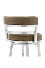 Armen Living Madrid Contemporary Swivel Bar-Height Faux Leather and Metal Stool