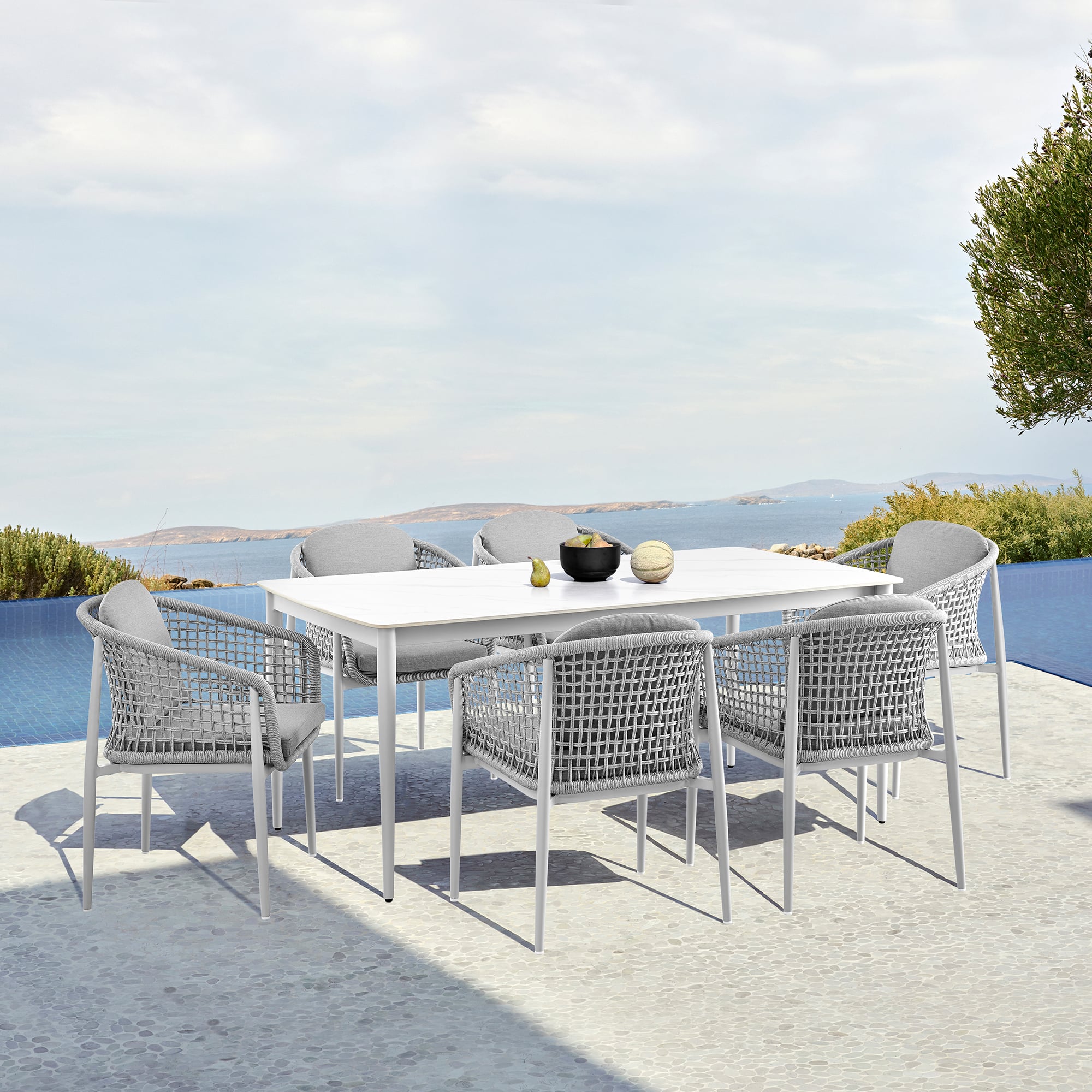 Armen Living Rhodes 7-Piece Outdoor Dining Set