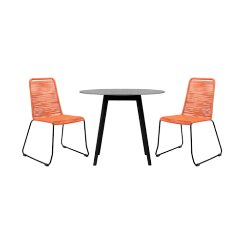 Contemporary 3-Piece Outdoor Dining Set with Rope Detailed Seats