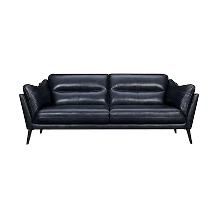 Mid-Century Modern Genuine Leather Sofa