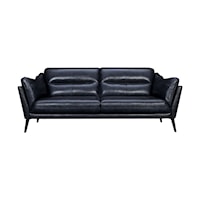 Mid-Century Modern Genuine Leather Sofa