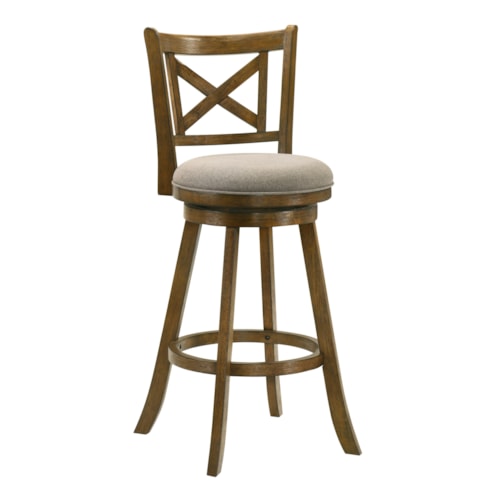 Farmhouse X-Back Swivel Barstool with Upholstered Seat