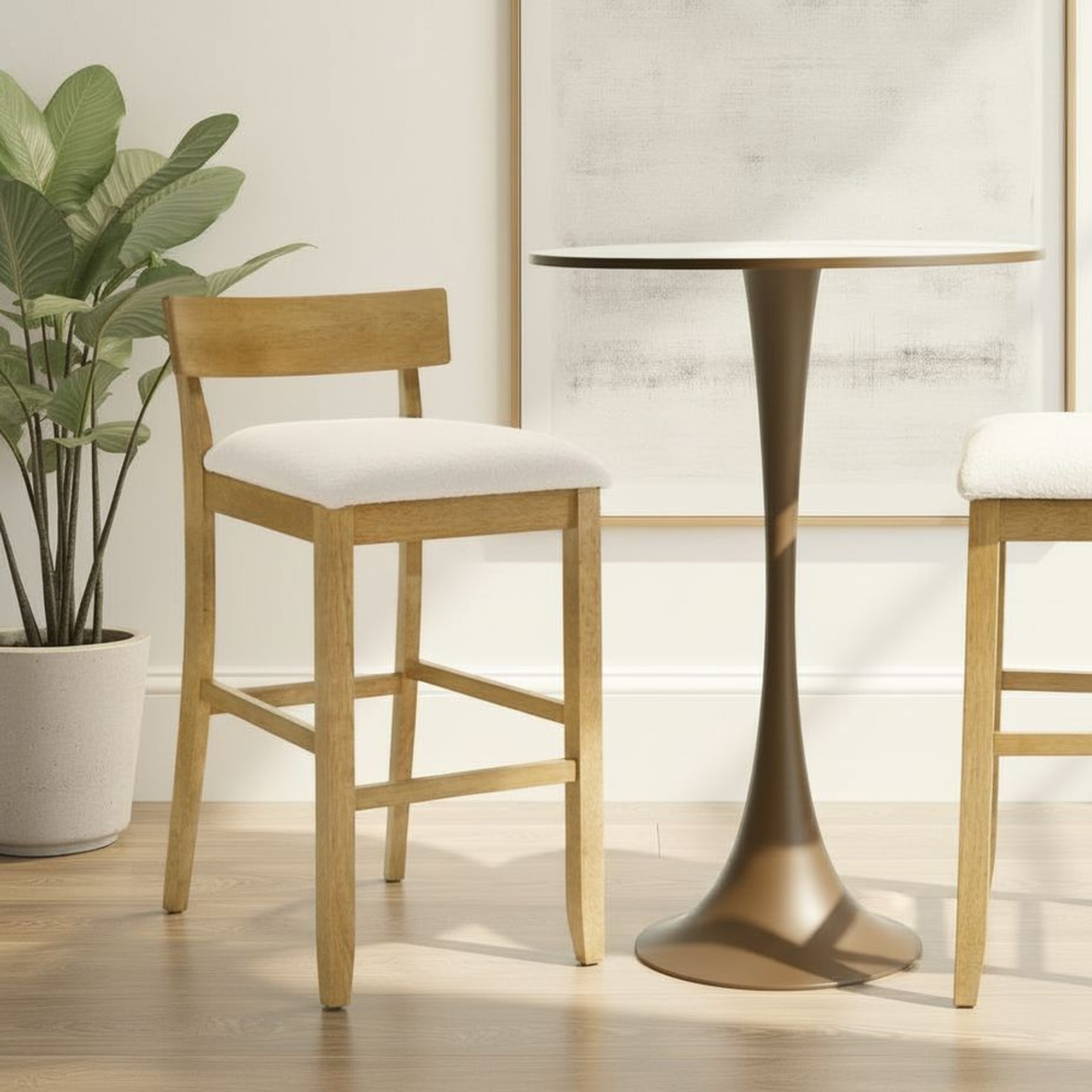 Armen Living Merie Upholstered Low-Back Fixed Barstool