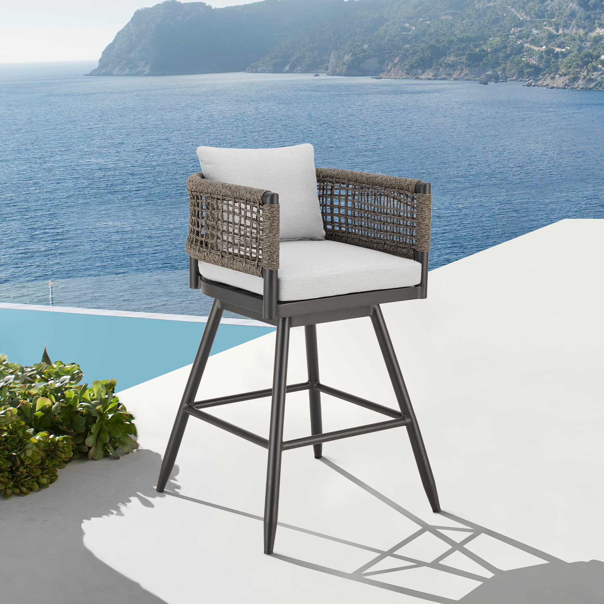 Armen Living Alegria Outdoor Swivel Barstool