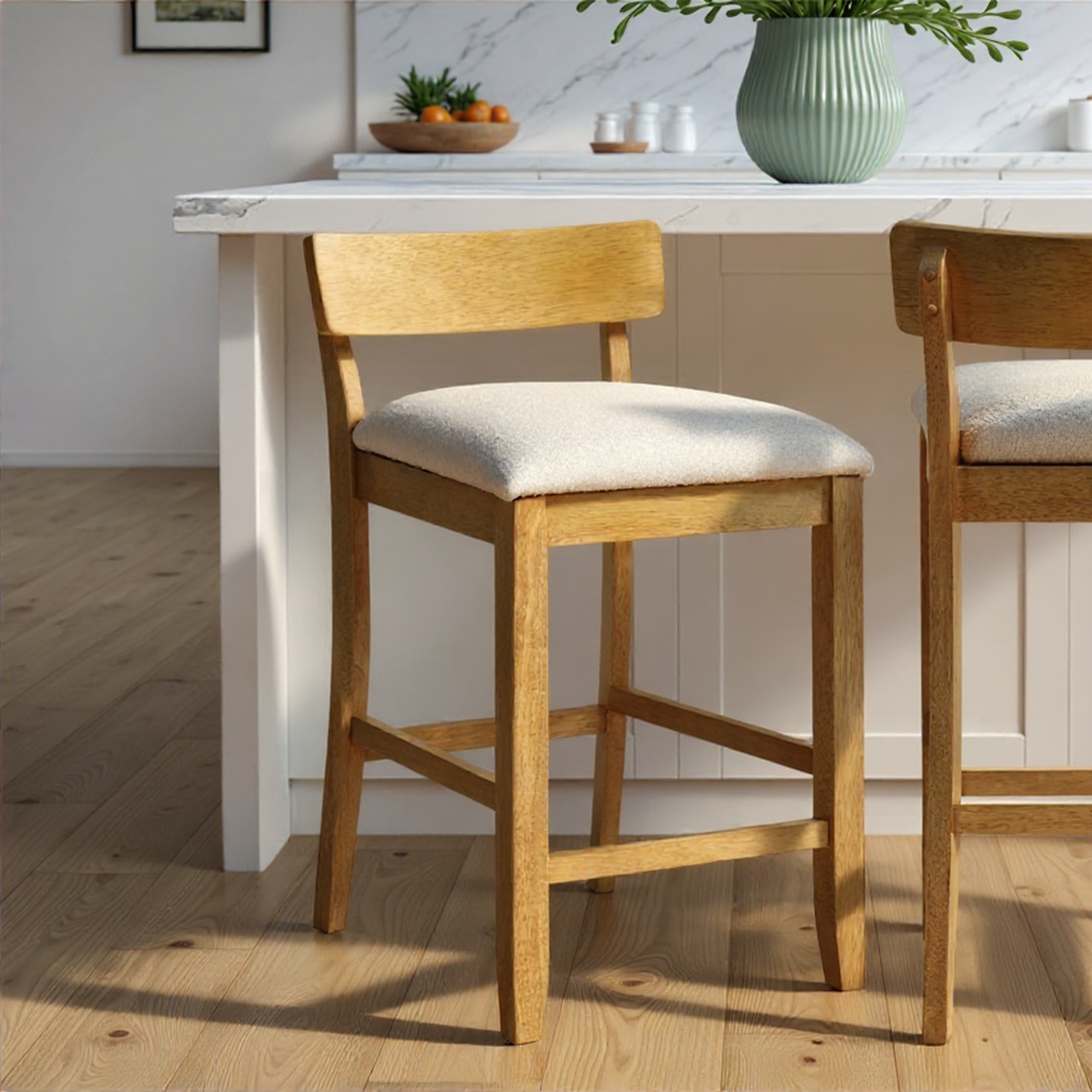 Armen Living Merie Upholstered Low-Back Fixed Counter Stool