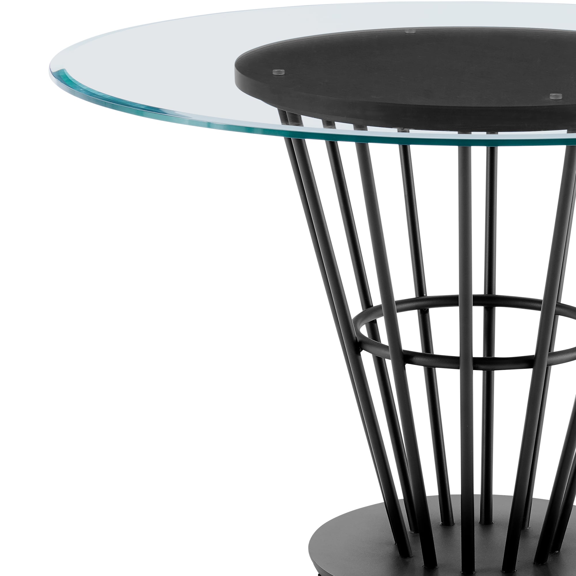 Armen Living Veronica 48" Round Glass-Top Dining Table