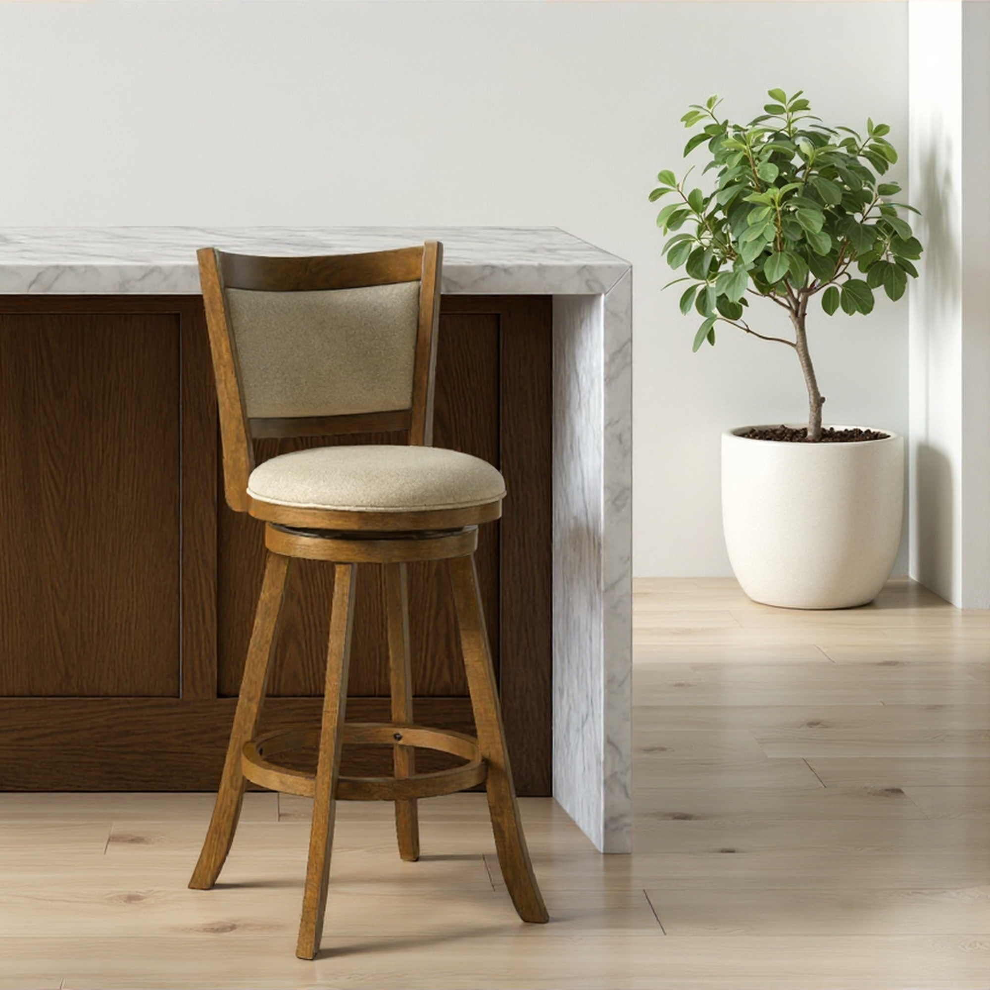 Armen Living Aiden Upholstered Bar-Height Swivel Stool