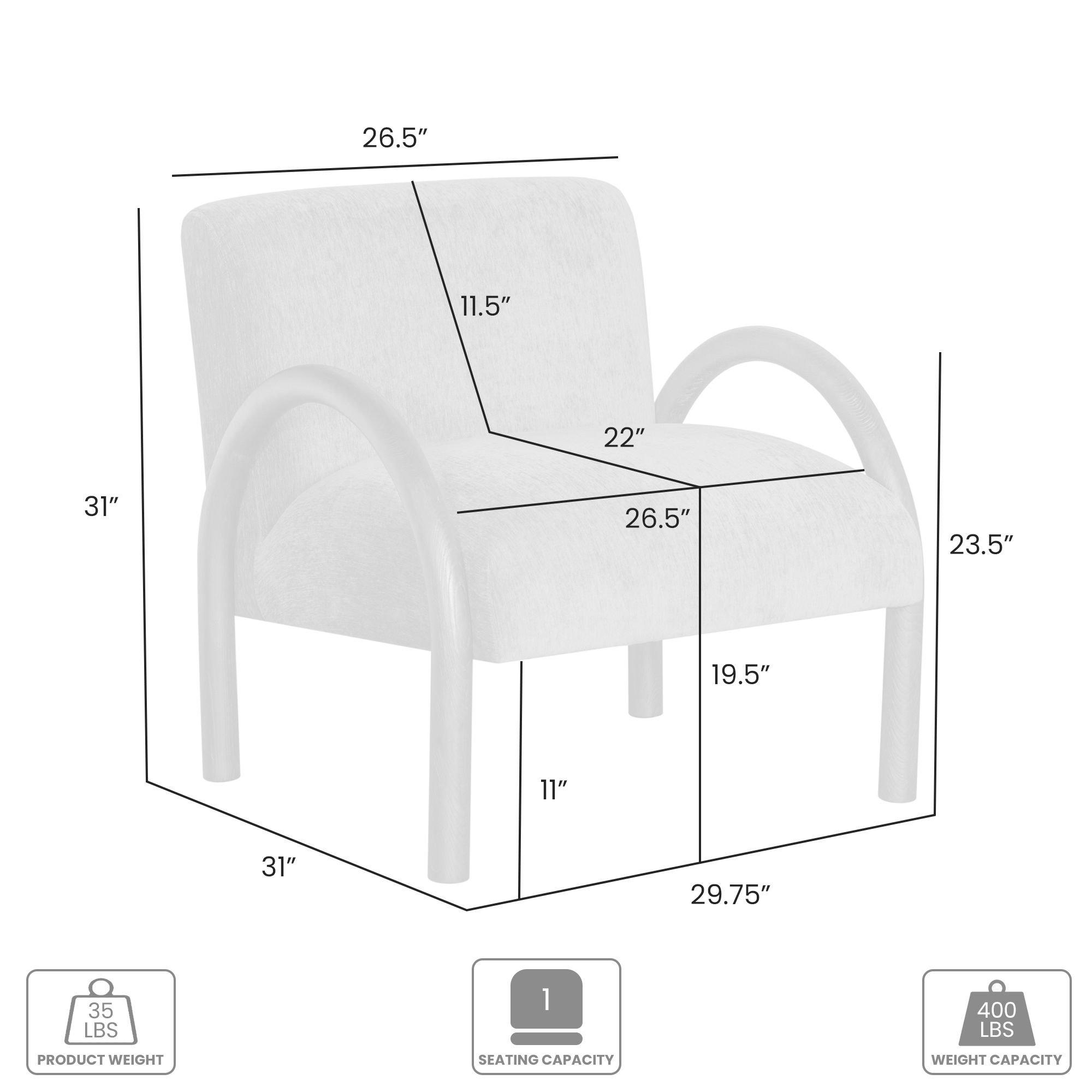 Armen Living Rae Retro Accent Chair