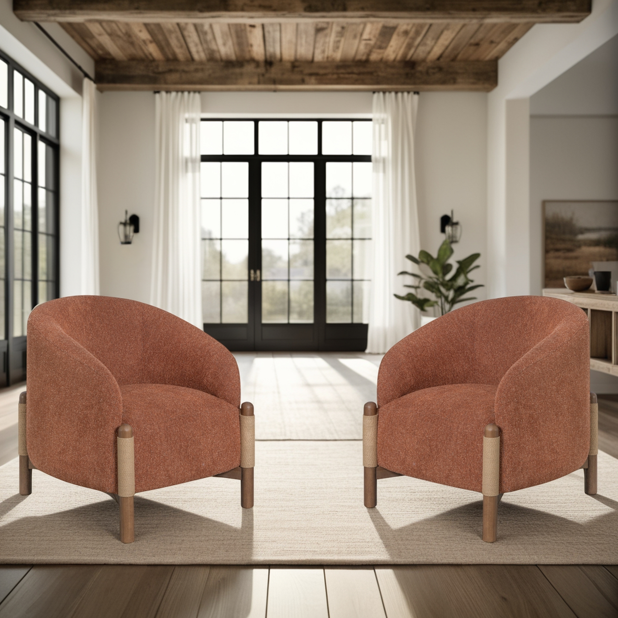 Armen Living Stormy Barrel-Back Accent Chair