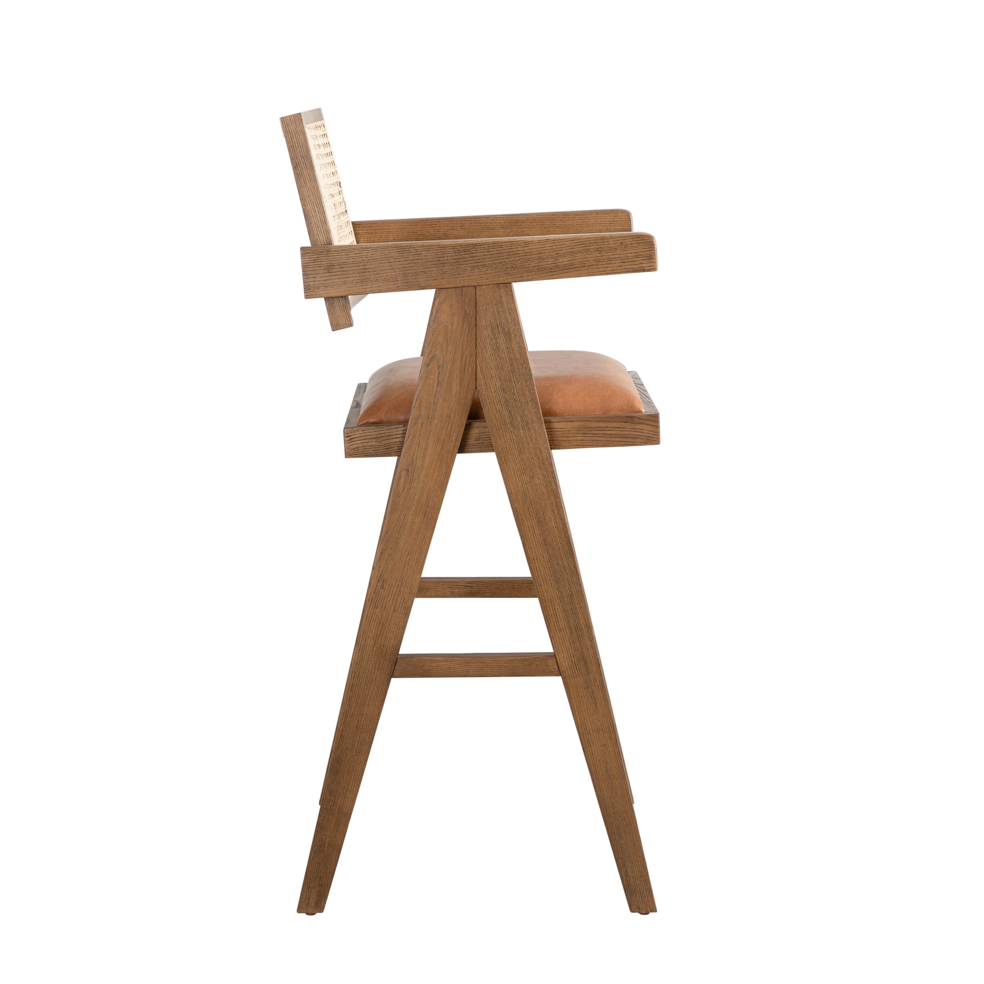 Woven-Back Barstool w/Upholstered Seat
