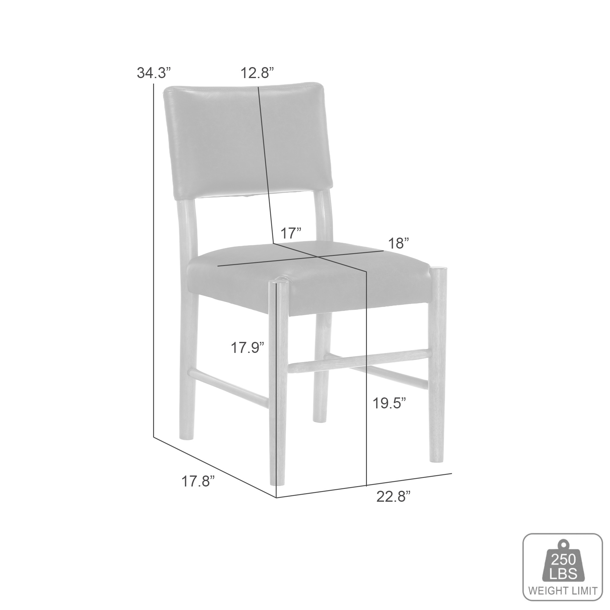 Armen Living Bennet Faux-Leather Upholstered Dining Side Chair