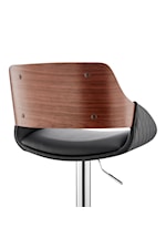 Armen Living Colby Contemporary Adjustable Faux Leather Bar Stool with Black Base