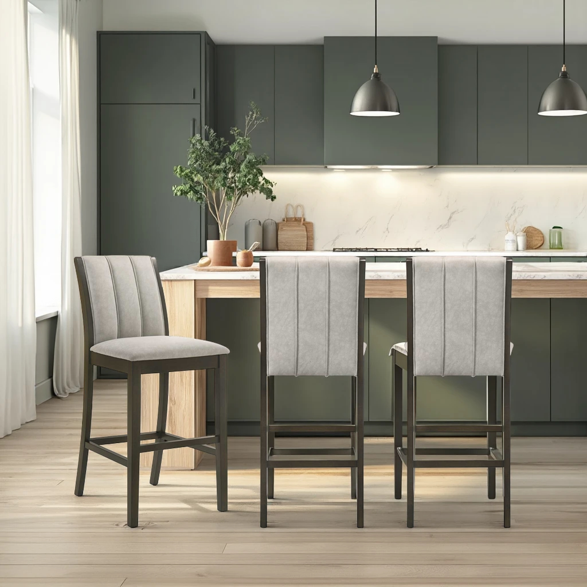 Armen Living Nolan Full-Back Upholstered Counter Stool