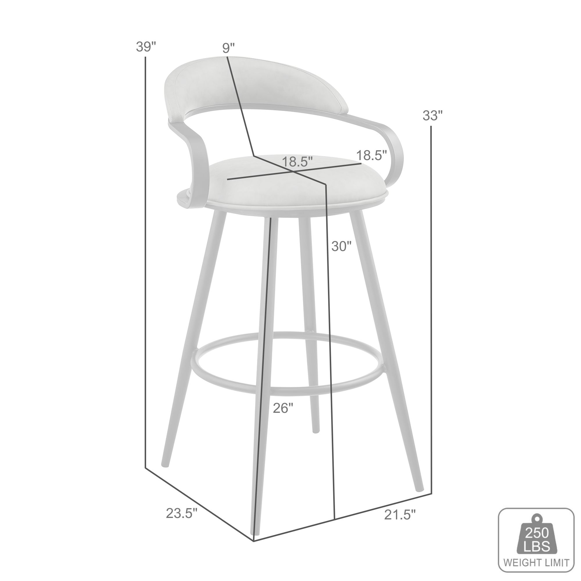 Armen Living Gardenia Swivel Bar Stool