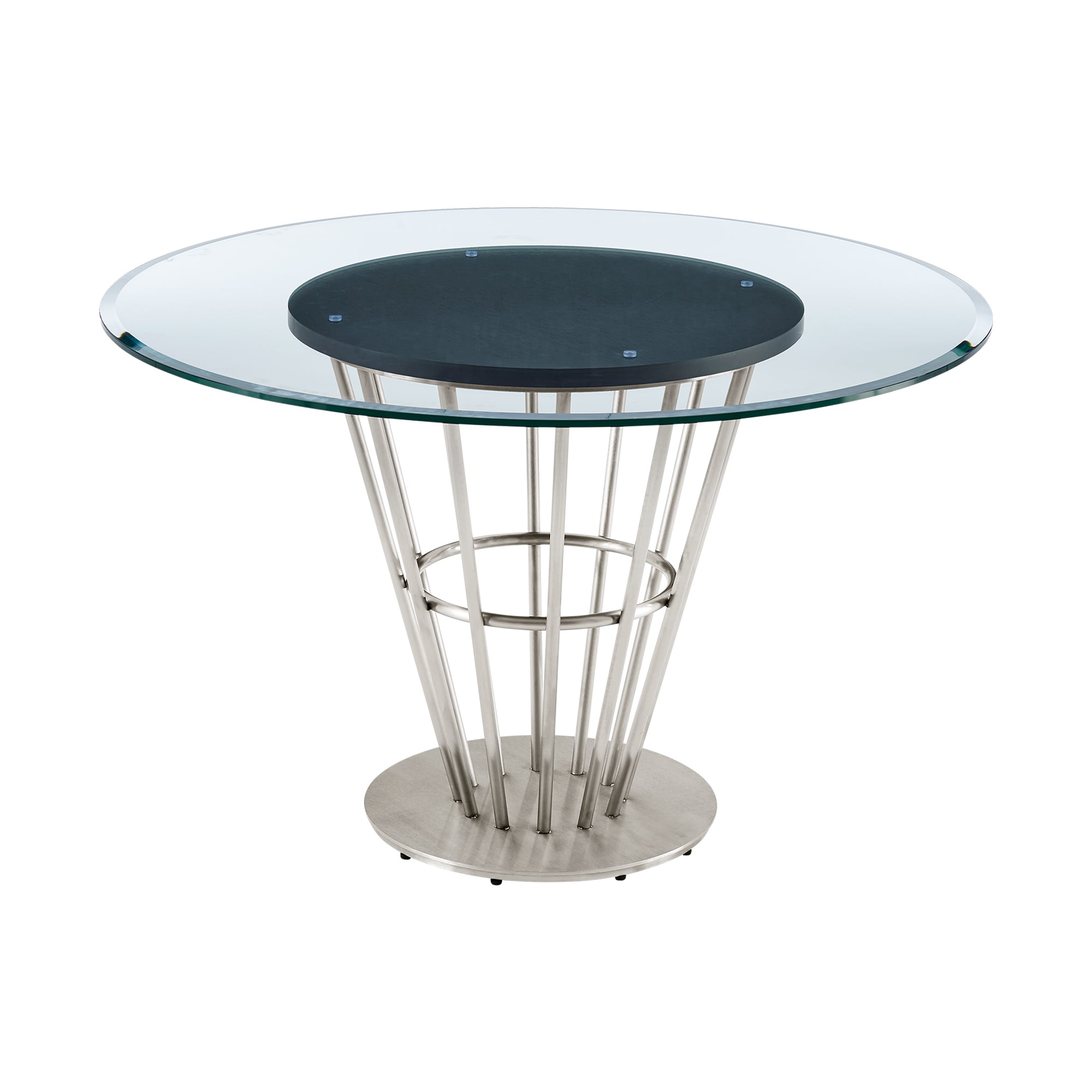 Armen Living Veronica 48" Round Glass-Top Dining Table
