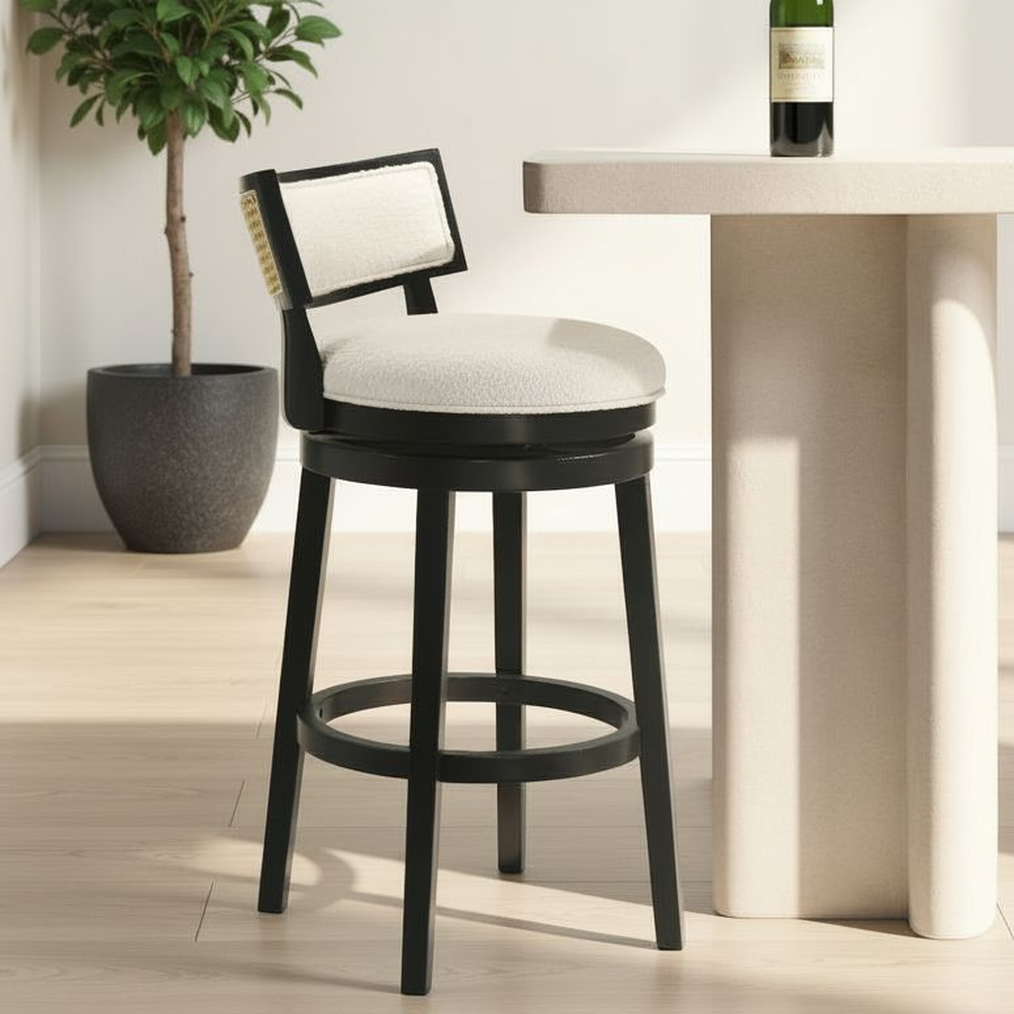 Armen Living Noely Upholstered Round Swivel Barstool
