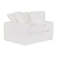 Contemporary White Chair and a Half with Tuxedo Arms