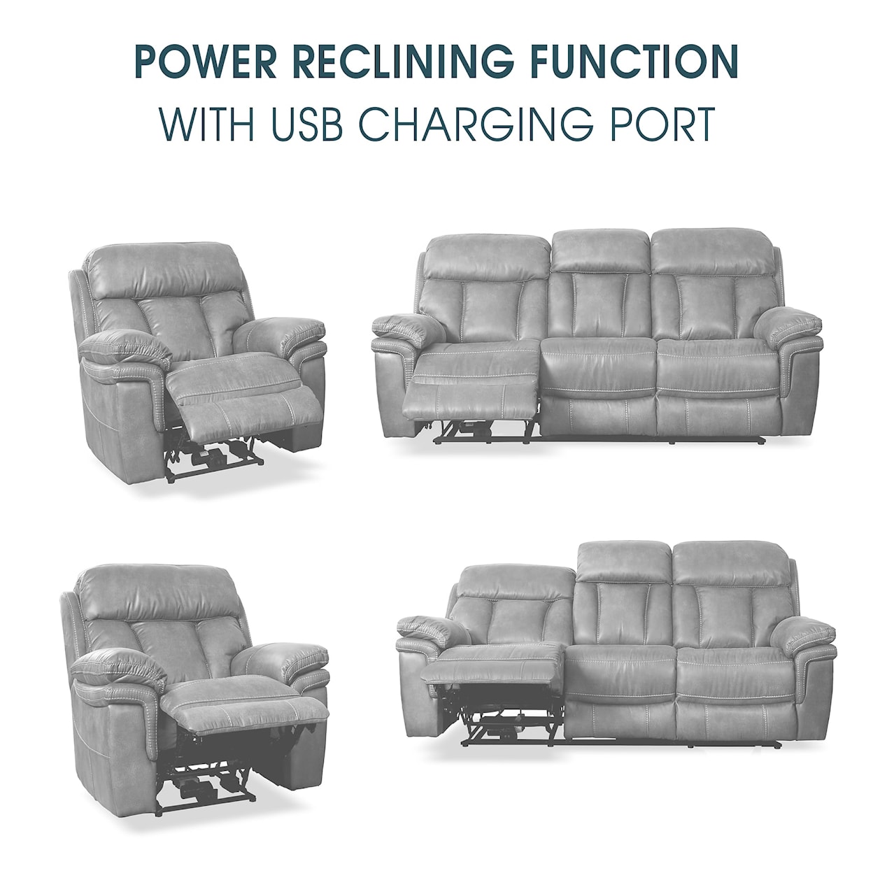 Armen Living Montague Power Reclining Living Room Set