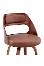 Armen Living Julius Contemporary Faux Leather and Walnut Wood Counter Stool