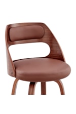 Armen Living Julius Mid Century Modern Faux Leather and Walnut Wood Bar Stool