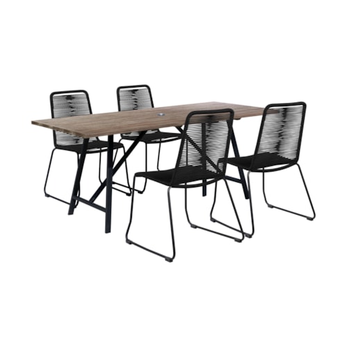 Contemporary 5-Piece Outdoor Dining Set with Rope Details