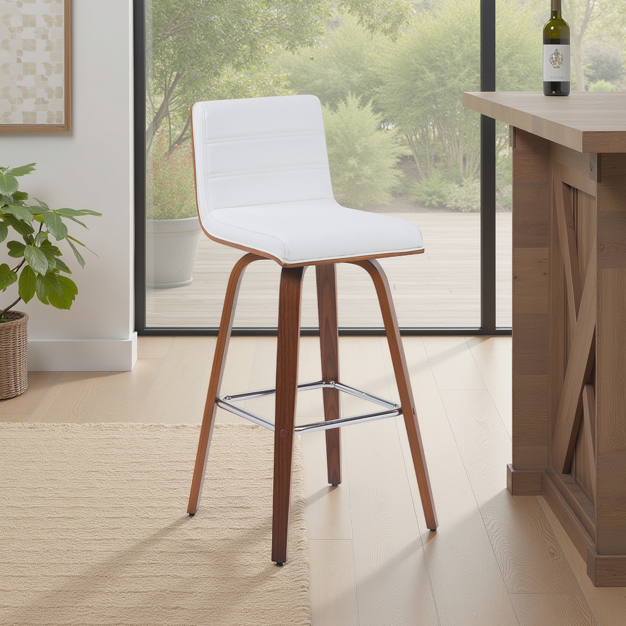 Armen Living Vienna Upholstered Swivel Barstool