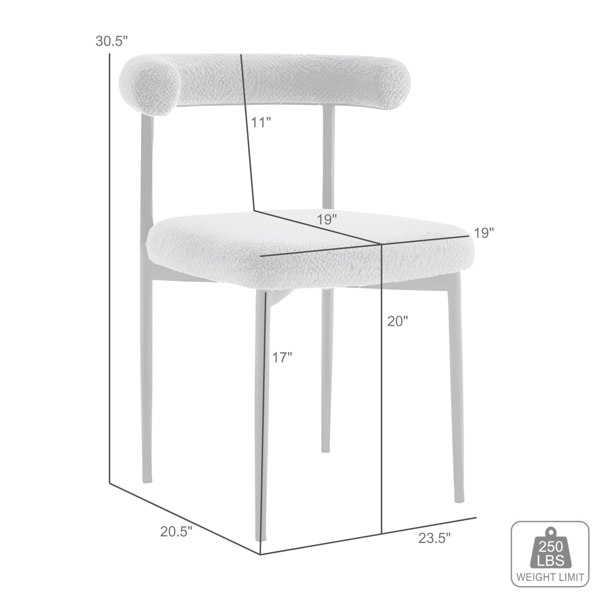 Armen Living Shannon Metal Open-Back Upholstered Dining Chair