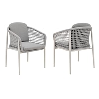 Contemporary 2-Piece Outdoor Dining Chair Set with Woven Arms