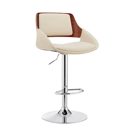 Contemporary Adjustable Faux Leather Bar Stool