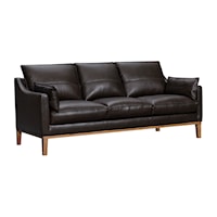 Contemporary Leather Sofa with Slope Arms