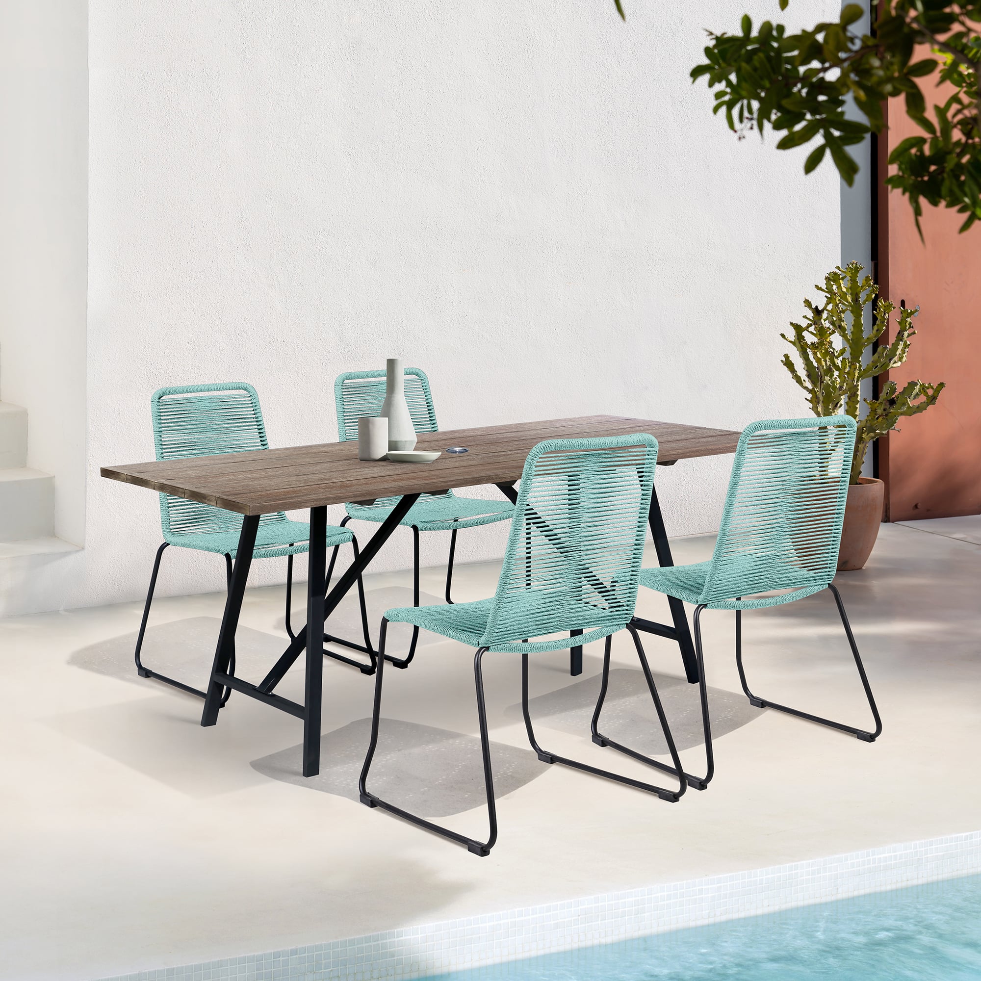Armen Living Frinton / Shasta 5-Piece Outdoor Dining Set