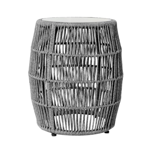 Contemporary Outdoor Stool End Table with Smooth Stone Top