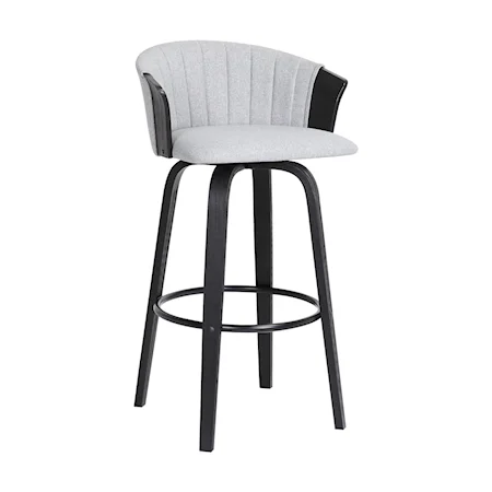 Contemporary Upholstered Swivel Counter Height Stool with Wood Base