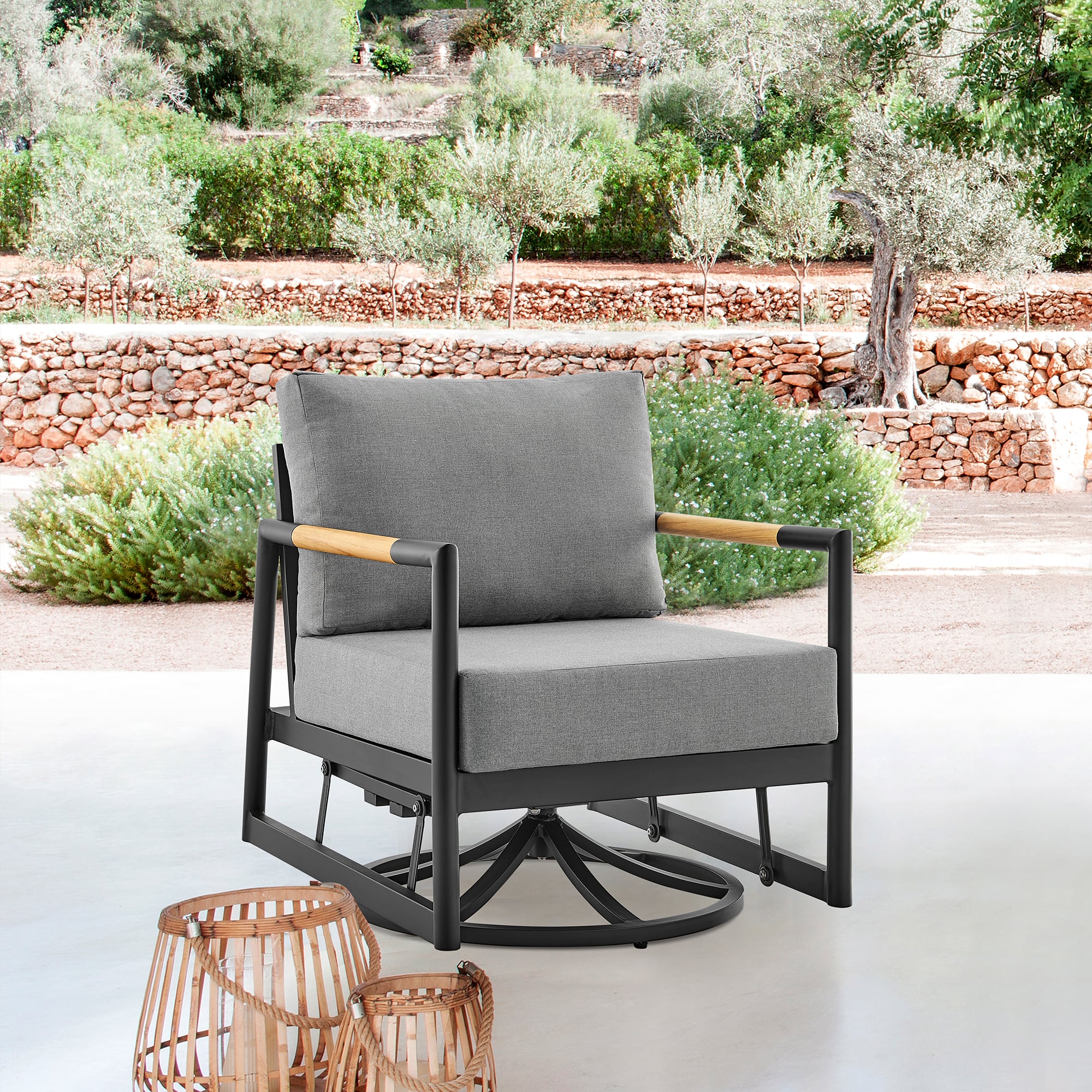 Armen Living Crown Outdoor Swivel Glider Chair