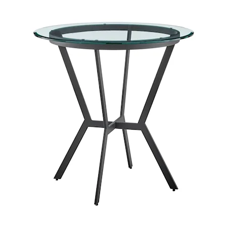 Naomi Round Glass and Black Metal Bar Table