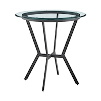 Naomi Round Glass and Black Metal Bar Table