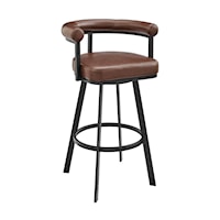 Casual Brown Swivel Counter Stool with Barrel Shape